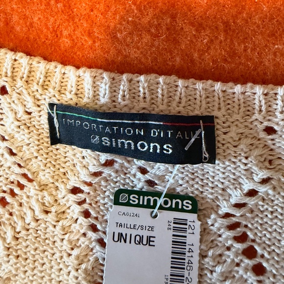 Ivory cream crochet openwork diamond knit sweater vest top made in Italy NWT - Picture 6 of 11